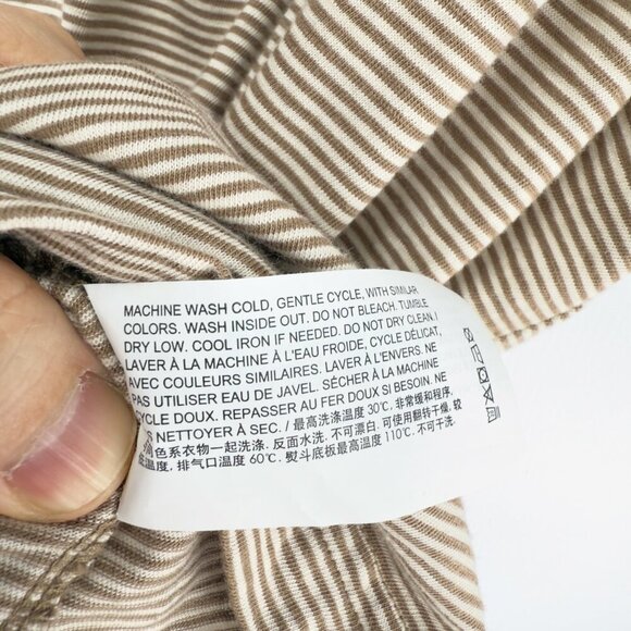 THEORY Bron D.Cosmos Striped Brown Beige Preppy 100% Cotton Polo sz XL - Picture 5 of 5